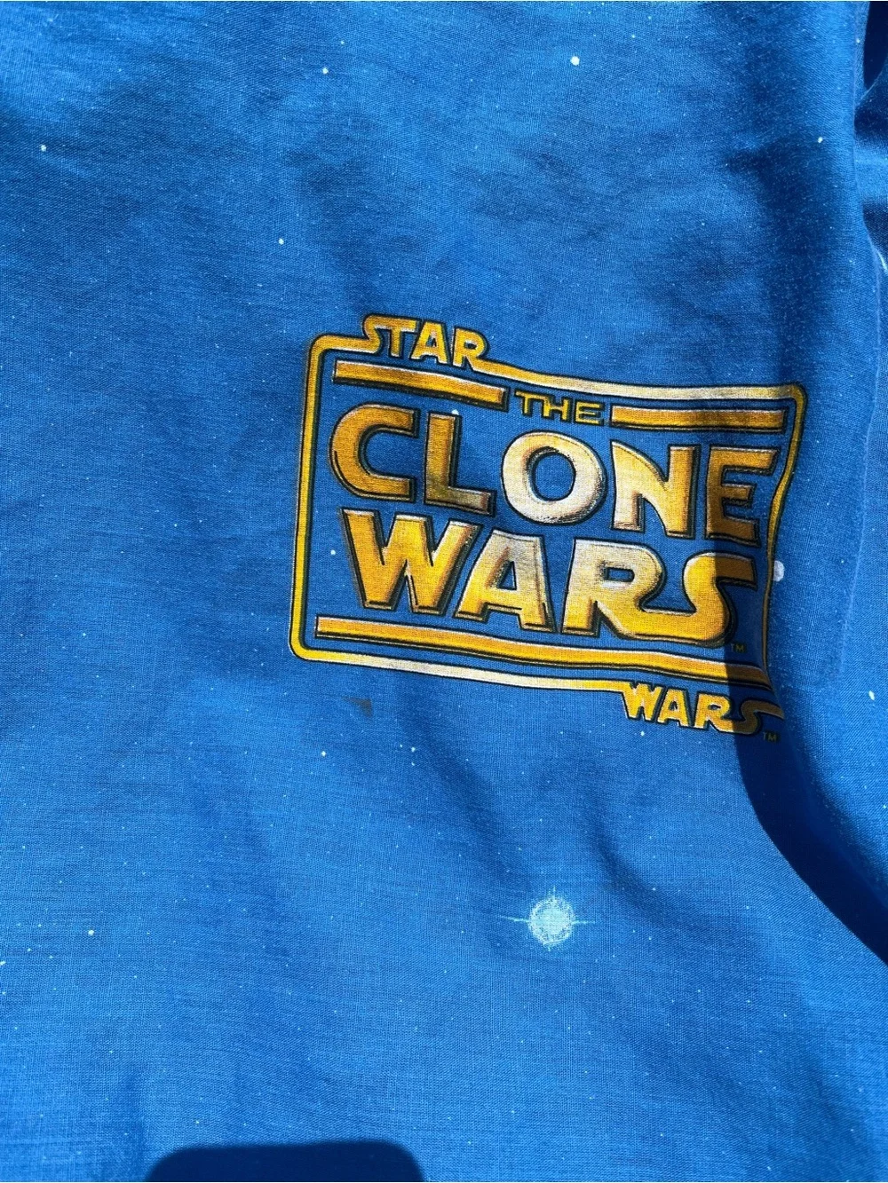 Star Wars Clone Wars Bright Blue Character Print Flat Twin Sheet